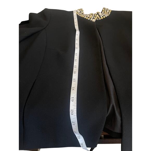 Tahari Arthur S. Levine Black Embellished Collar Open Front Jacket Size 12 - Picture 8 of 8